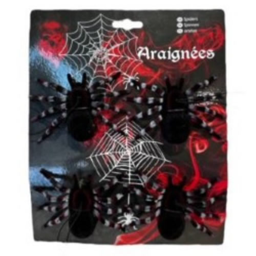 4 ARAIGNÉES EN VELOURS (11.5CM)