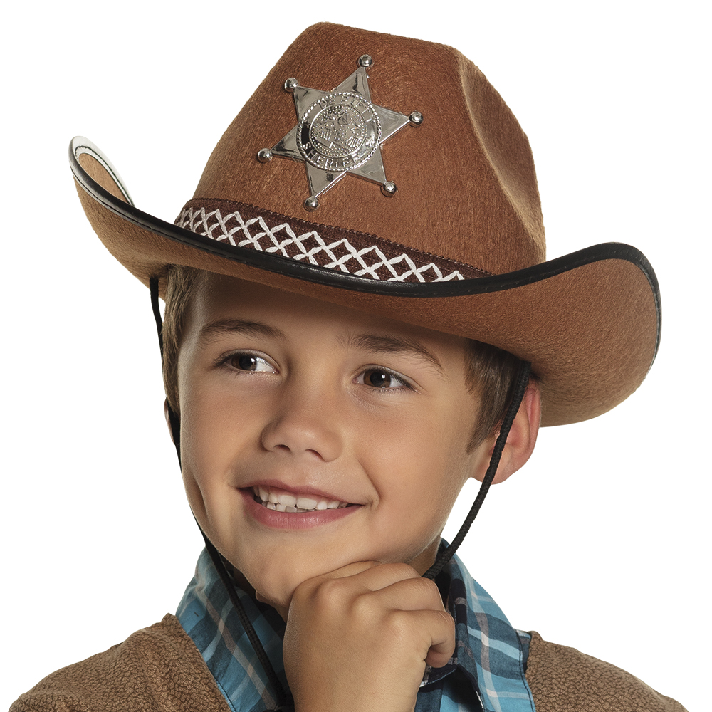 Chapeau De Cowboy Pour Enfant En Daim Synthétique - Beige, Taille Unique, Pour Déguisement Ou Fête à Thème