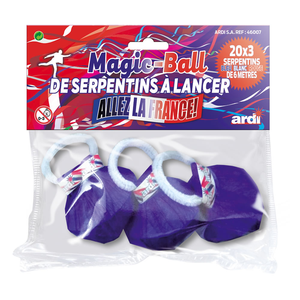 3 MAGIC BALL SERPENTINS BLEU BLANC ROUGE