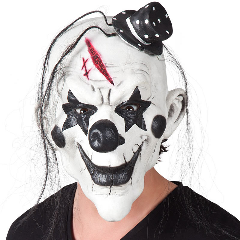 MASQUE CLOWN PSYCHO AVEC CHEVEUX (LATEX)