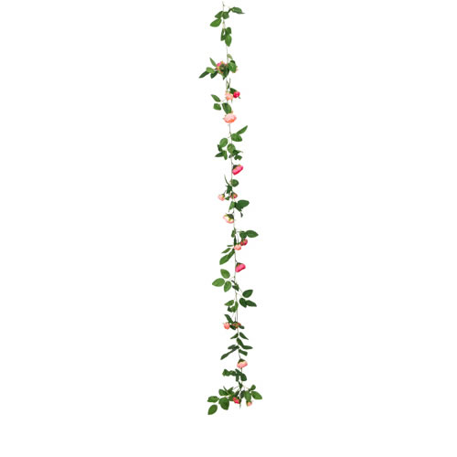 GUIRLANDE ROSES DE RONSARD ET FEUILLES VERTES (2,3