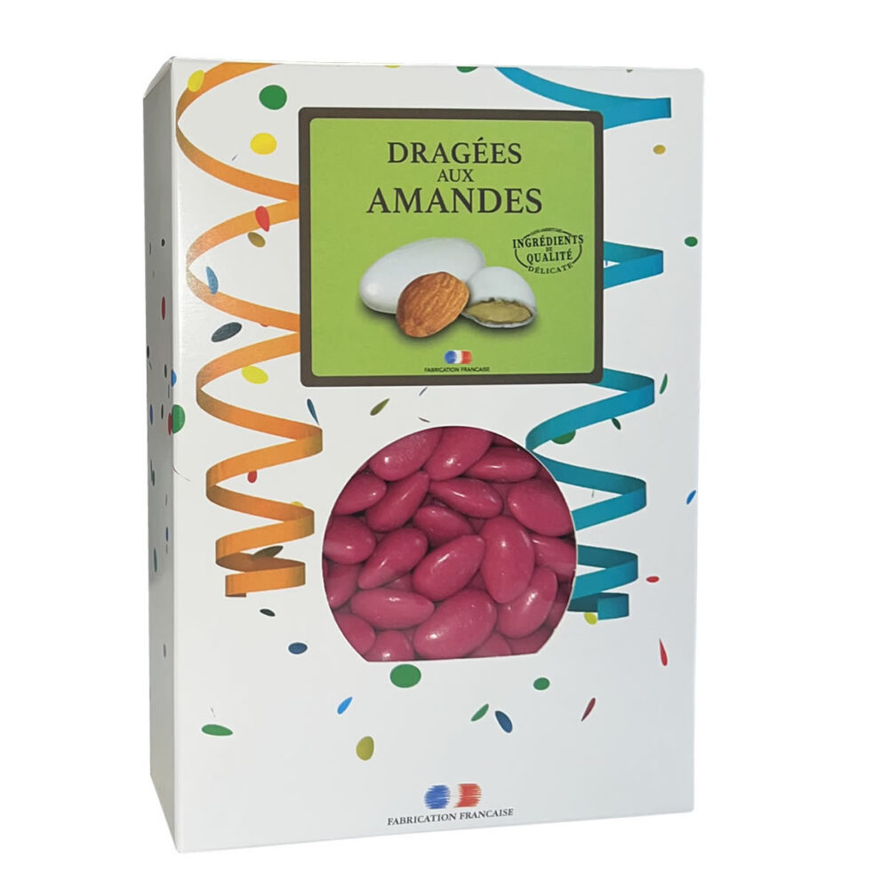 DRAGEES AMANDES ALSACE FRAMBOISE (FUSCHIA) BRILLAN