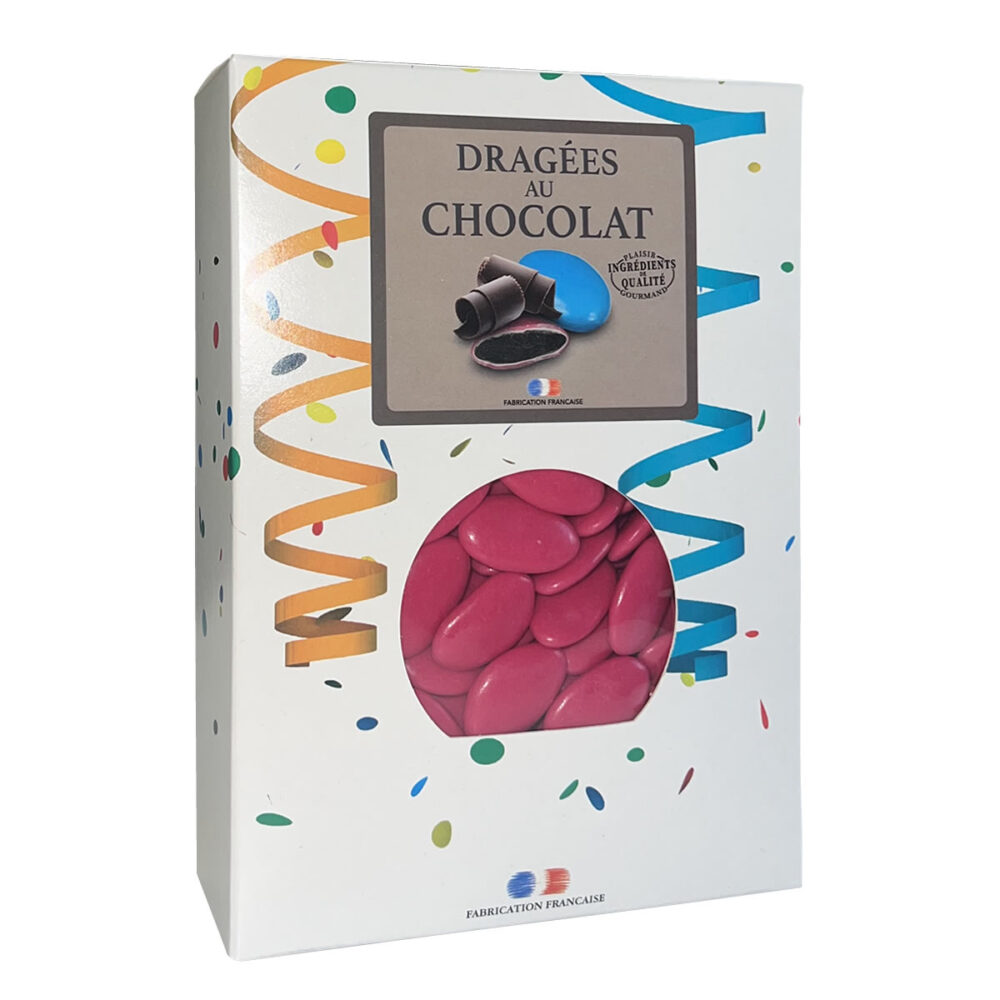 DRAGEES CHOCOLAT 54% FRAMBOISE (FUSHIA) 1KG