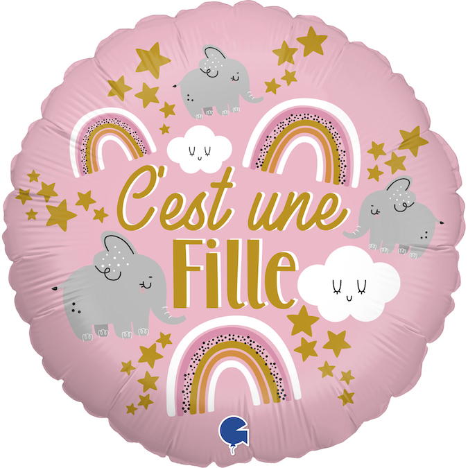 BALLON ALU ROND "C'EST UNE FILLE" (35CM)