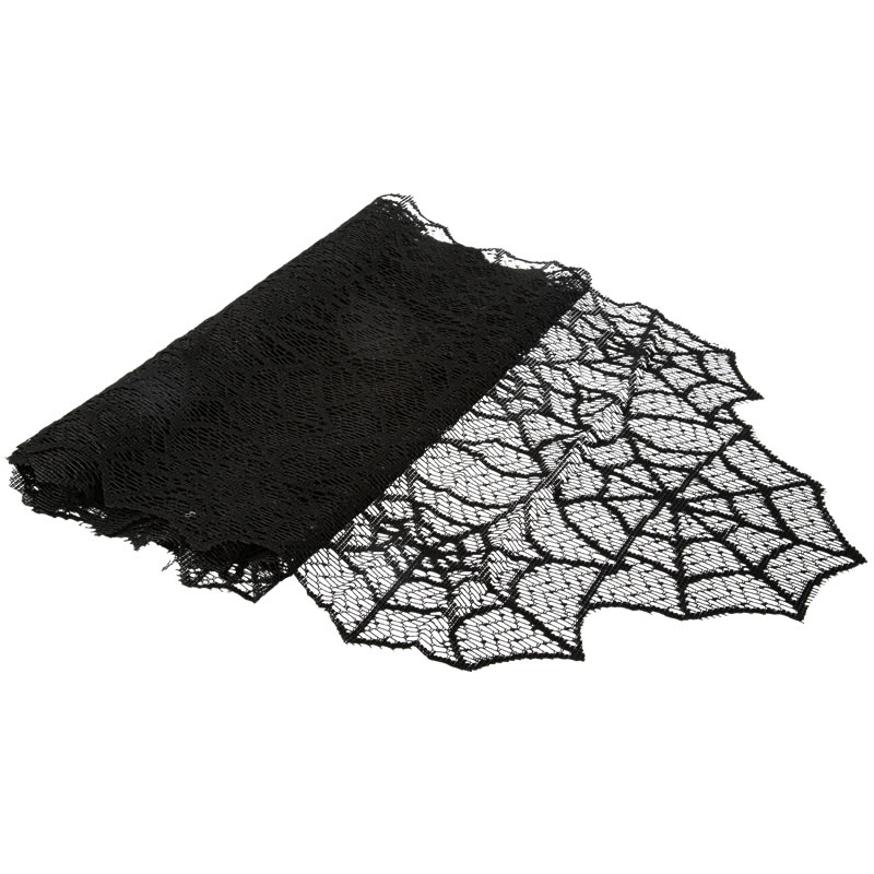 CH. DE TABLE TOILE ARAIGNÉE DENTELLE NOIR (33CM X 1,82M)