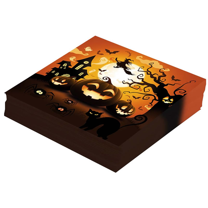SERVIETTES CITROUILLE HANTÉE X12 (33CM)