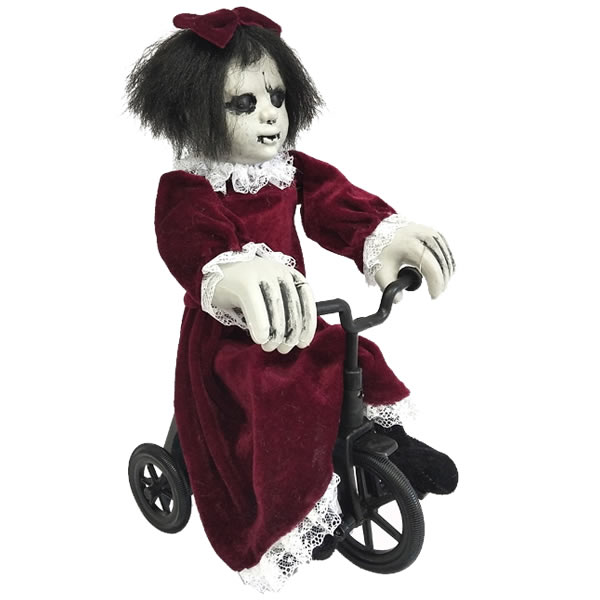 FILLE SUR BICYCLETTE SON ET MOUVEMENT (35X18X20CM)
