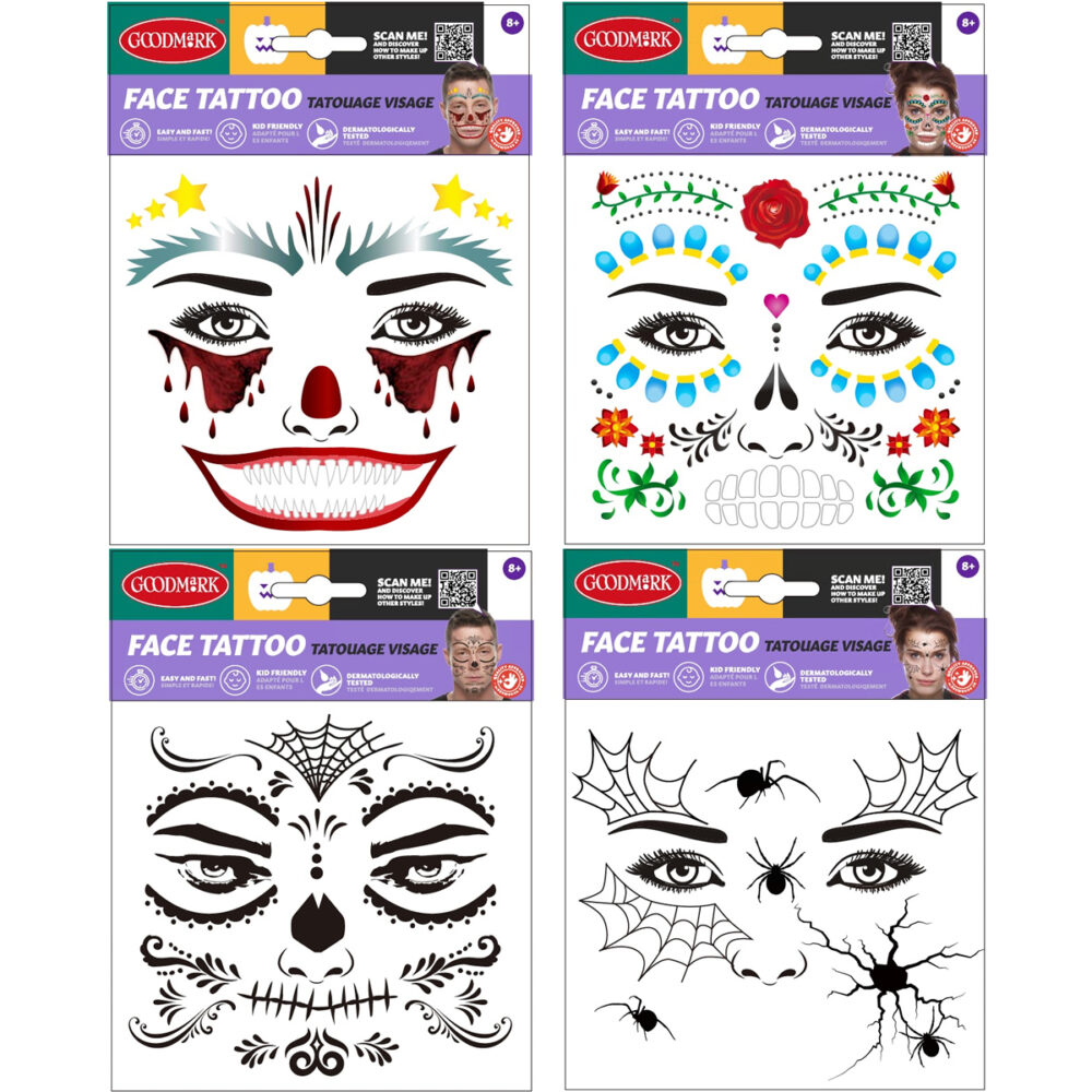 TATOUAGE HALLOWEEN VISAGE ENTIER