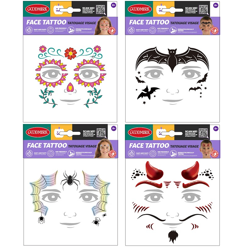 TATOUAGE HALLOWEEN VISAGE ENTIER