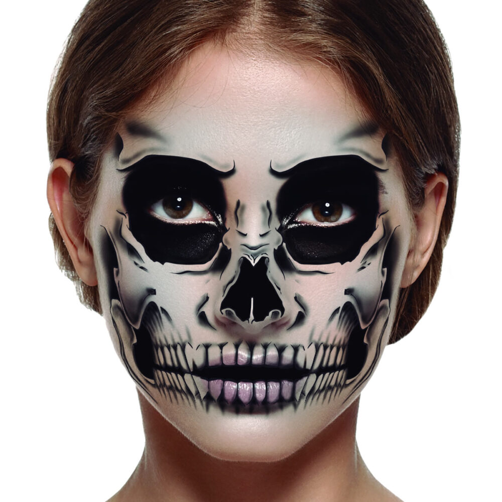 TATOUAGE VISAGE SQUELETTE 30 X 14 CM