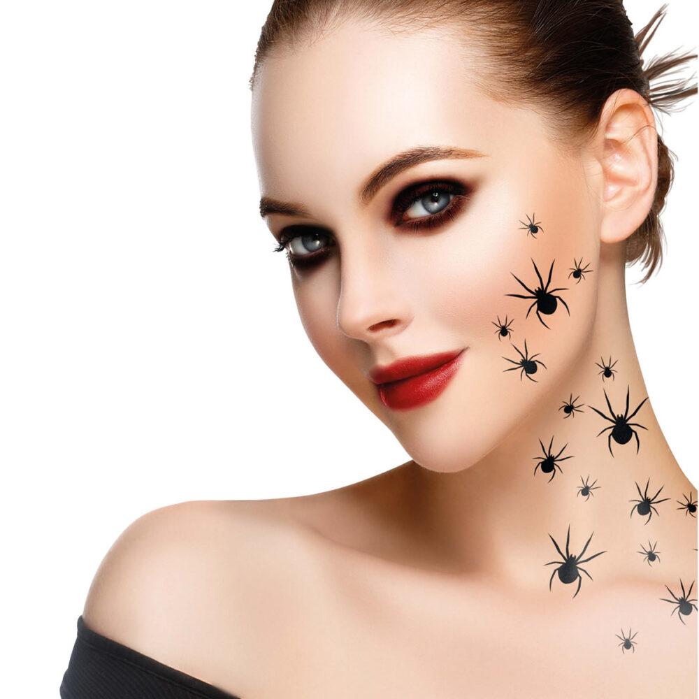 2 FEUILLES DE 16 ARAIGNÉES TATOUAGES
