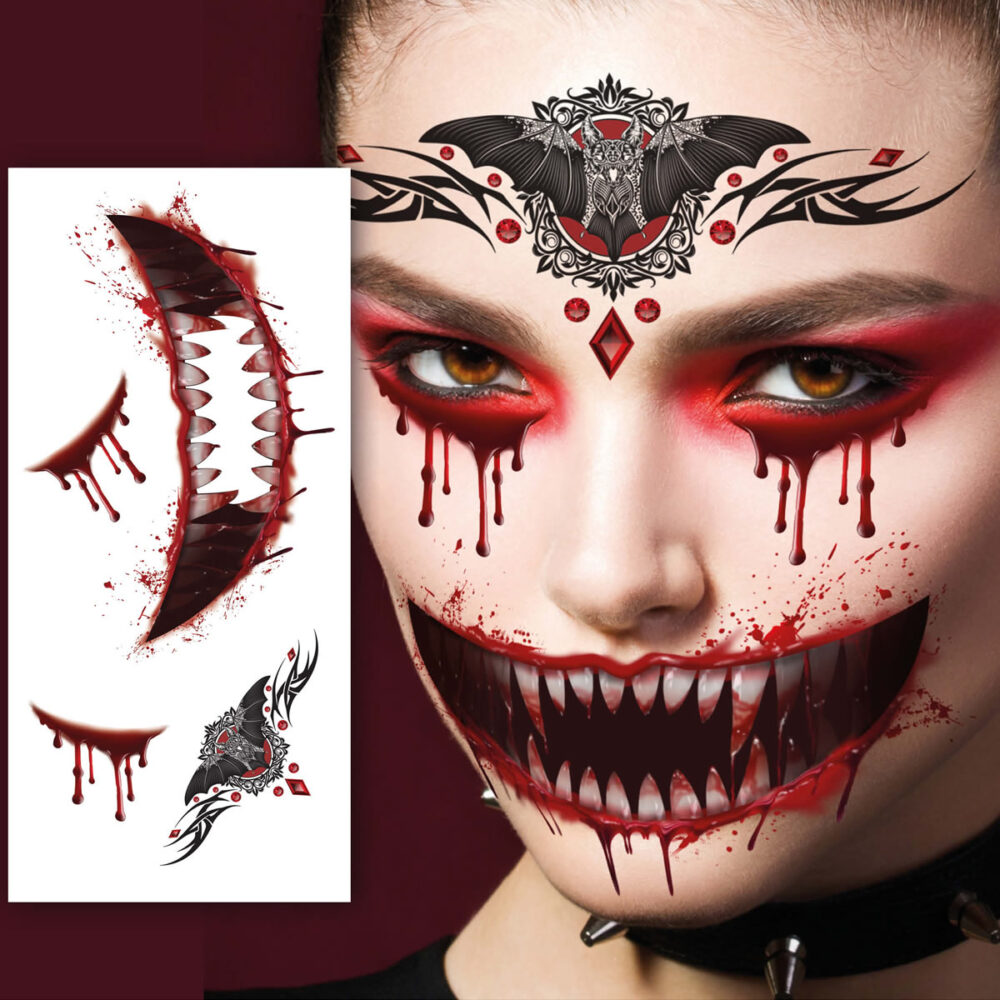TATOUAGE VISAGE DE VAMPIRE (30X13CM)
