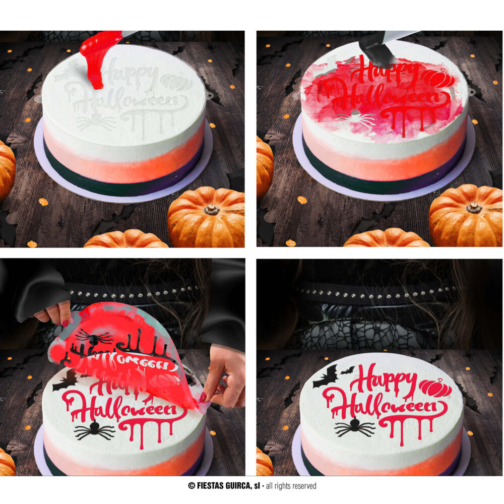 POCHOIR DÉCO. GATEAUX "HAPPY HALLOWEEN" (25CM)