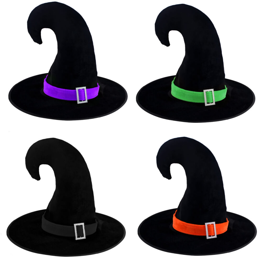 CHAPEAU DE SORCIERE MITSY ADULTE (44X34CM) 4 COLORIS