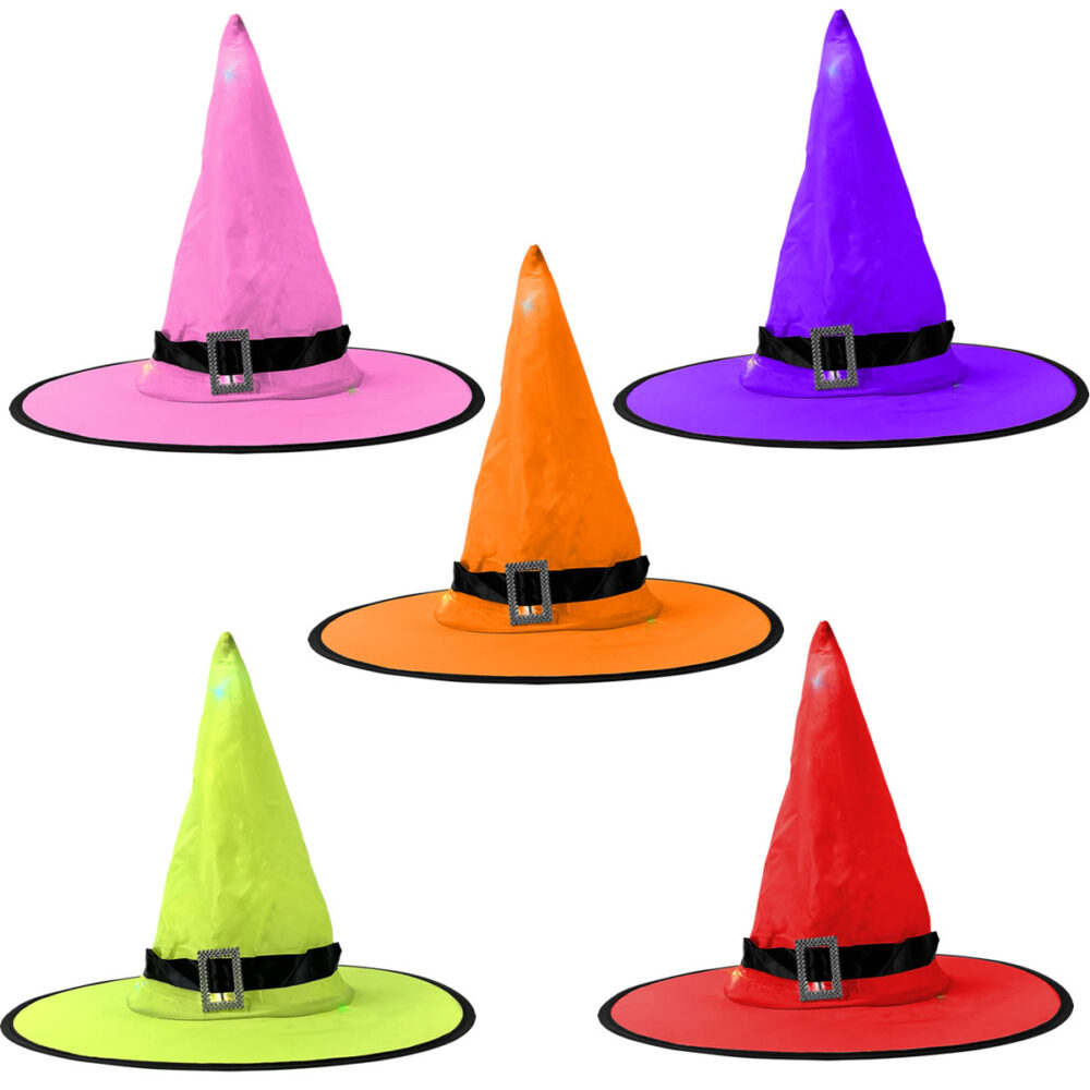 CHAPEAU SORCIERE LED 3 FONCTIONS 5 COLORIS (CHAPEAU OU DECORATION A S