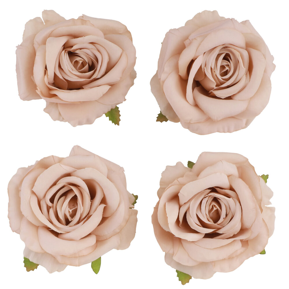 TÊTES DE ROSE ROSE POUDRÉ X4 (11CM)