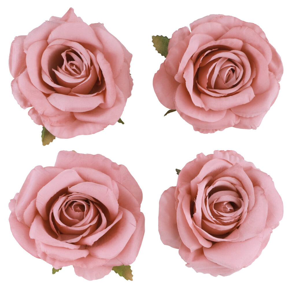 TÊTES DE ROSE VIEUX ROSE X4 (11CM)