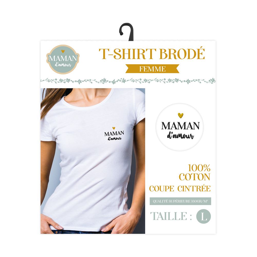 T-SHIRT BRODÉ "MAMAN D'AMOUR" TAILLE L