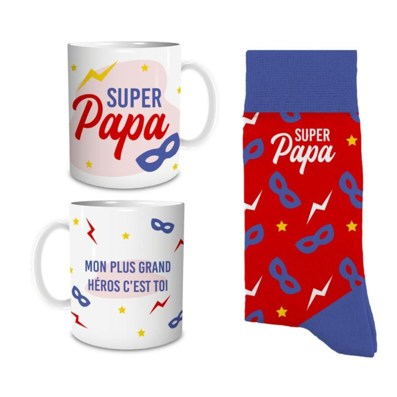 COFFRET MUG ET CHAUSSETTES "SUPER PAPA"