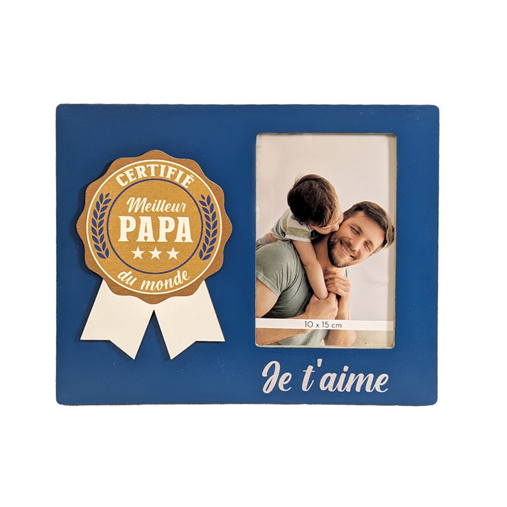 CADRE PHOTO "CERTIFIÉ MEILLEUR PAPA DU MONDE"