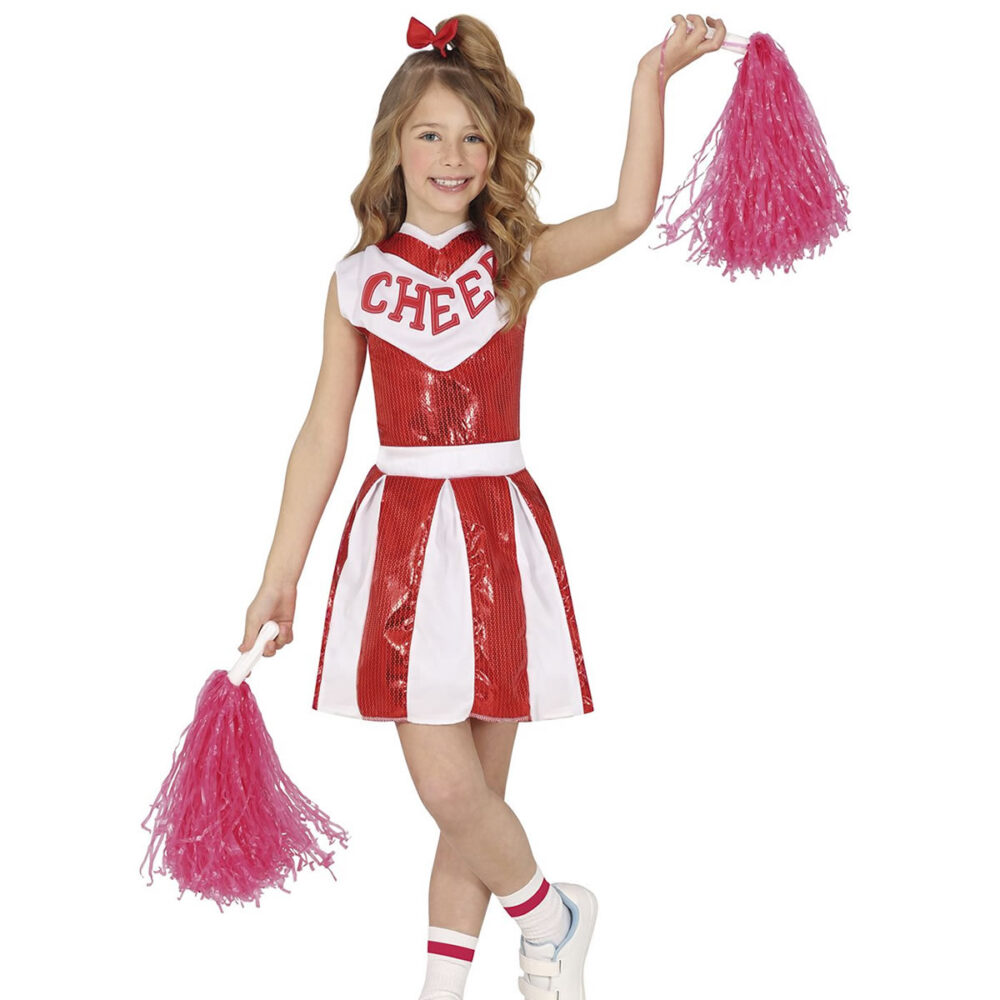 DÉGUISEMENT CHEERLEADER ROUGE SEQUIN (7/9 ANS)