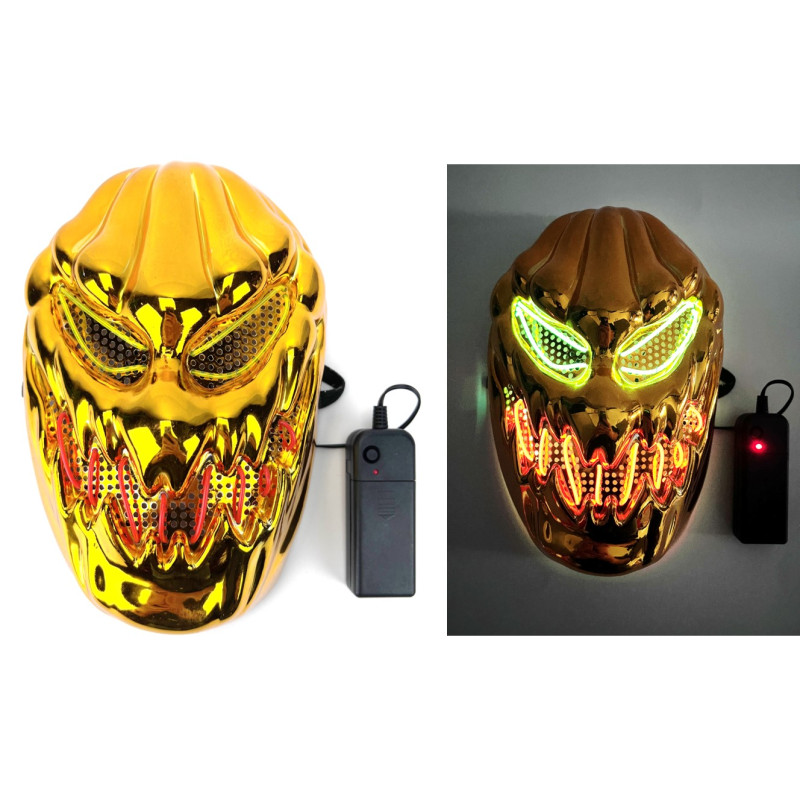 MASQUE LED CITROUILLE OR (PILES NON FOURNIES)