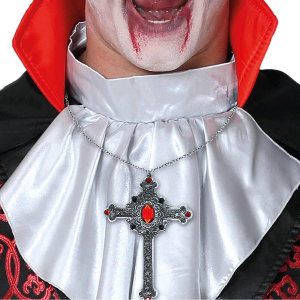 COLLIER CROIX AVEC RUBIS (12CM)
