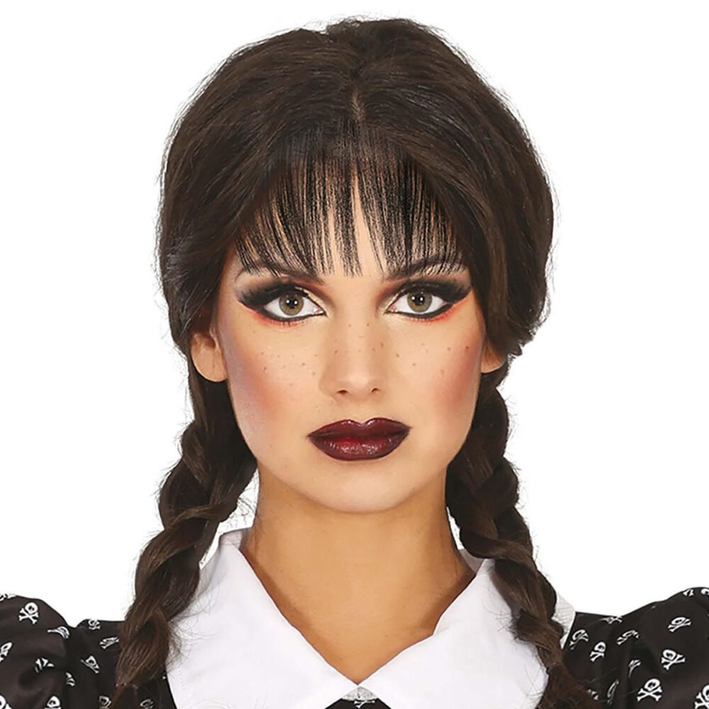 PERRUQUE TRESSES NOIRES AVEC FRANGE