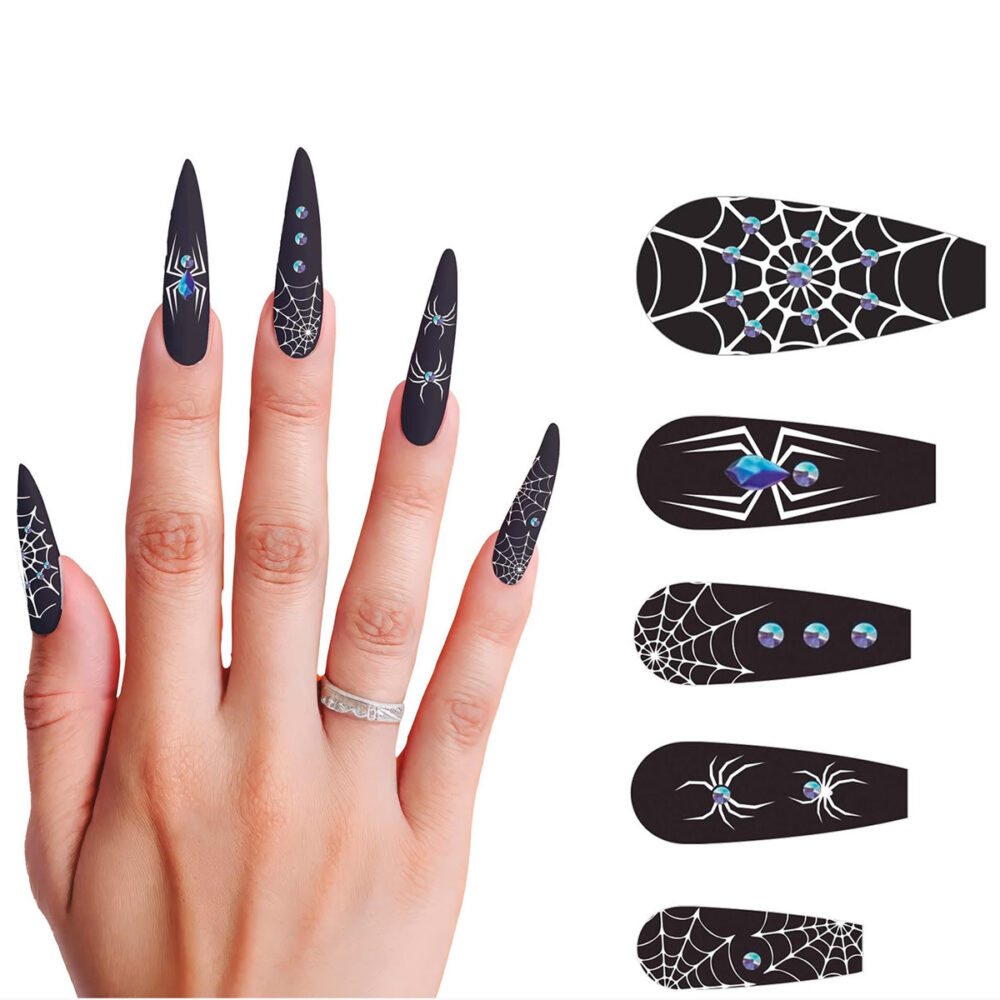 ONGLES D'ARAIGNÉE LONGS X12 AVEC COLLE