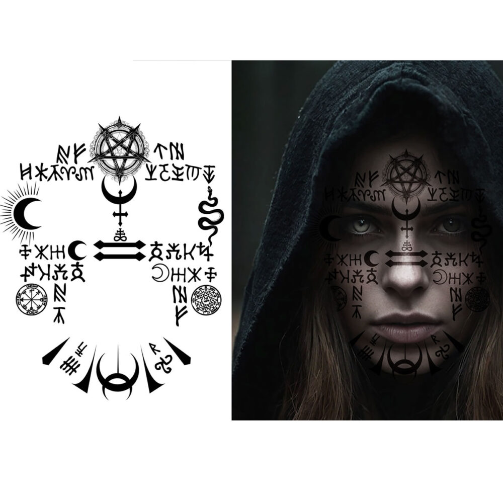 TATOUAGE VISAGE SATANIQUE (30CM)
