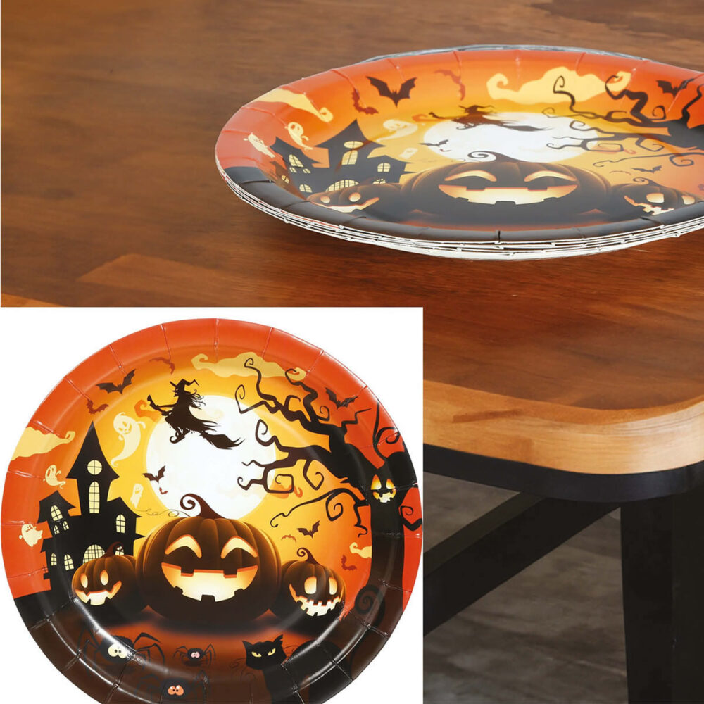 ASSIETTES CITROUILLE SORCIÈRE X6 (23CM)