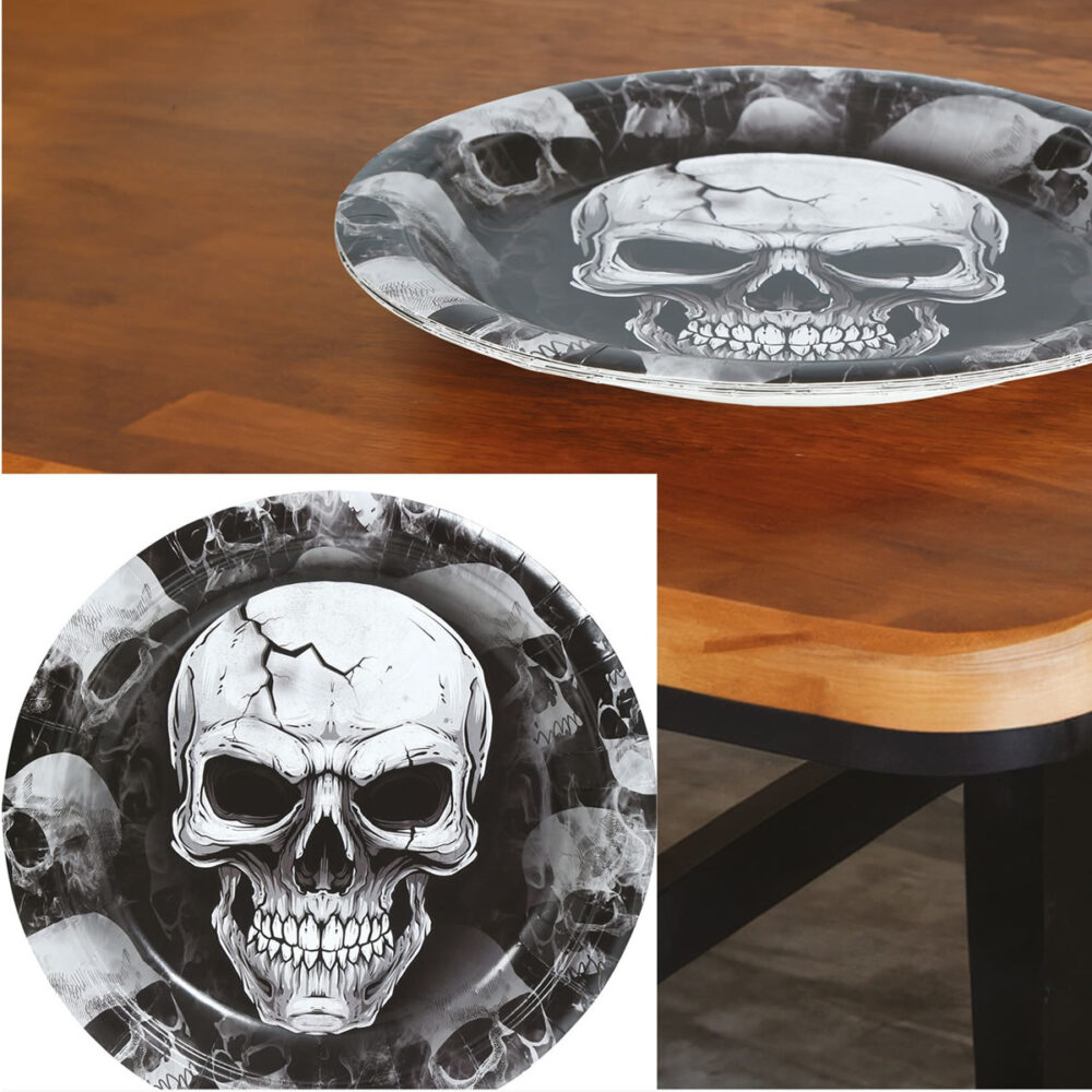 ASSIETTES TÊTE DE MORT X6 (23CM)