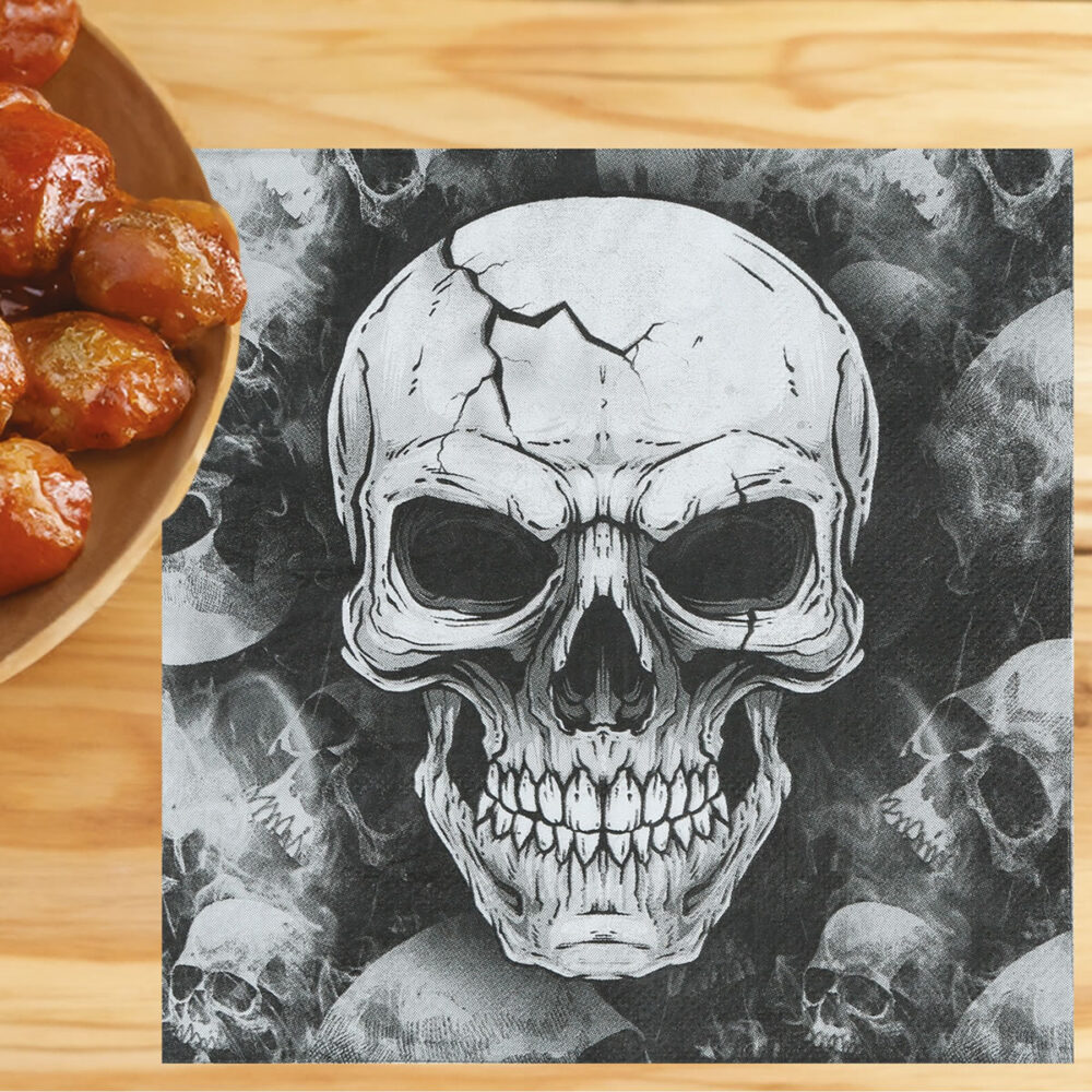 SERVIETTES TÊTE DE MORT X20 (16CM)