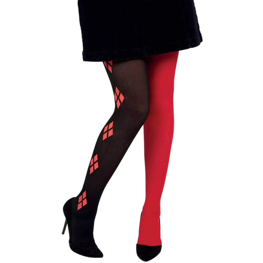 COLLANTS ARLEQUIN OPAQUE ROUGE ET NOIR
