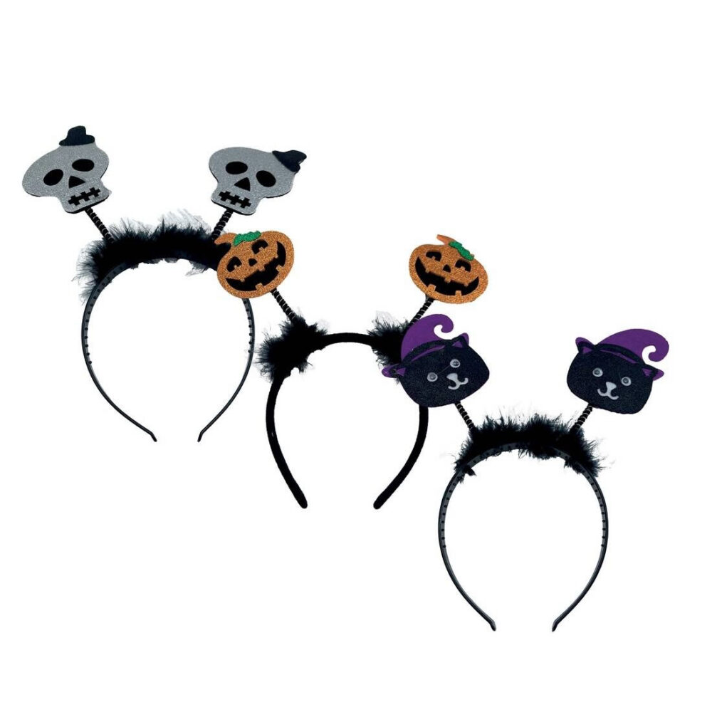SERRE-TÊTE SQUELETTES, CITROUILLES OU CHATS NOIRS