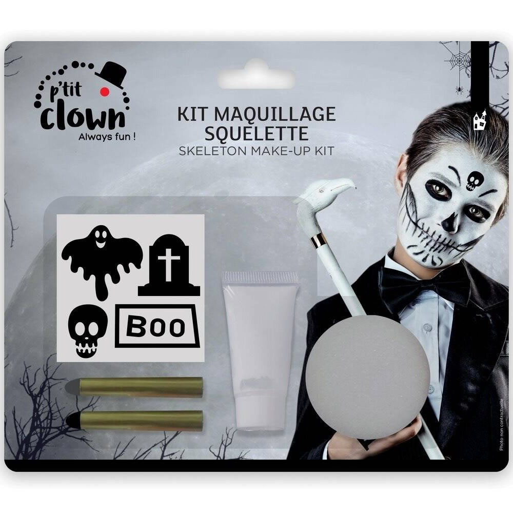 KIT MAQUILLAGE AVEC STICKERS SQUELETTE / FANTÔME
