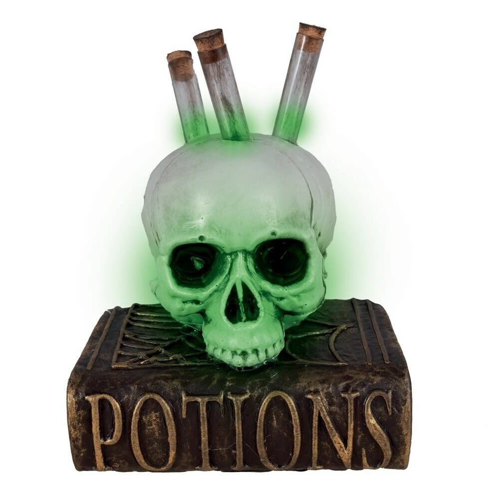 CRÂNE ÉPROUVETTES POTION SON, LED (22CM)