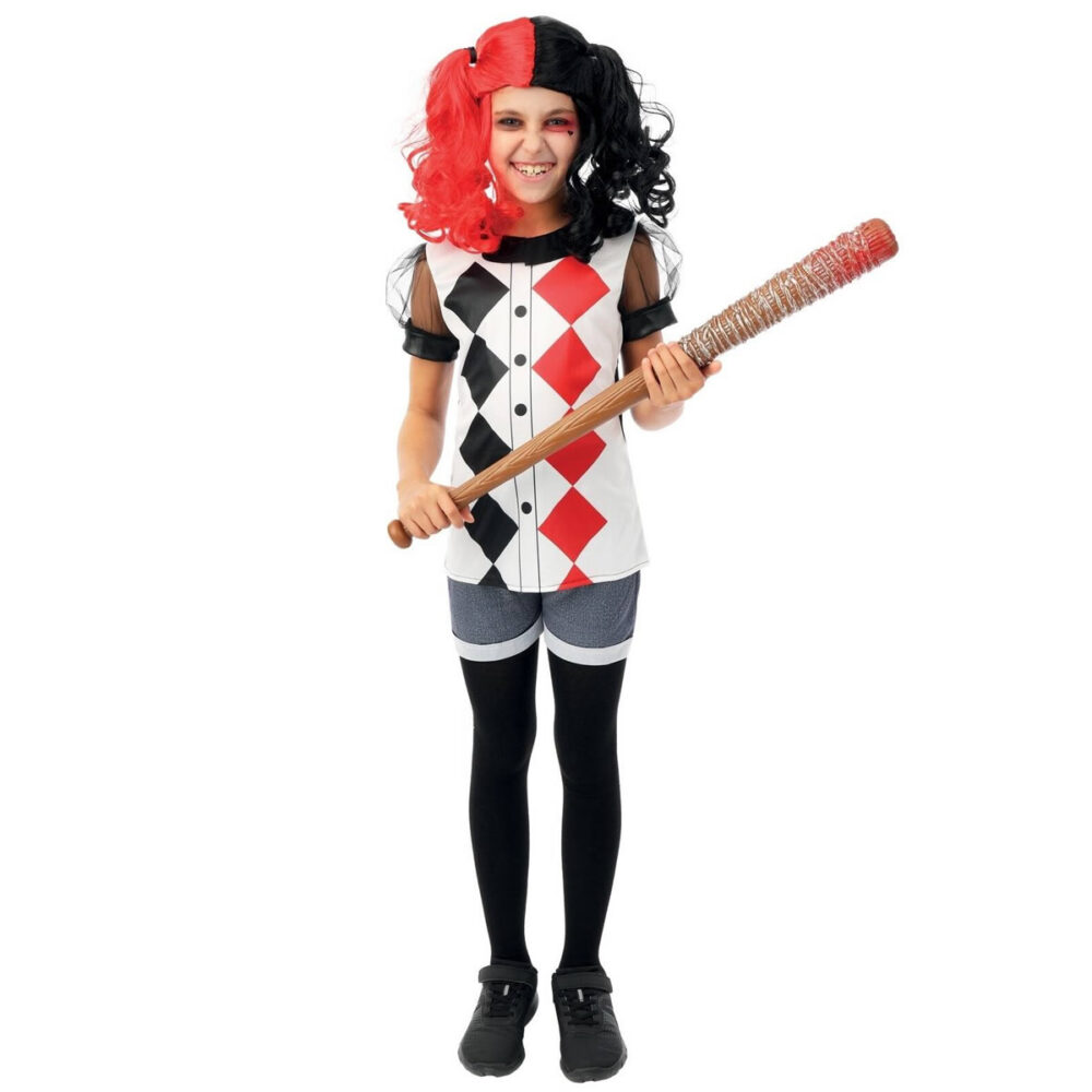 COSTUME ARLEQUIN NOIR, ROUGE FILLE (7/9 ANS)