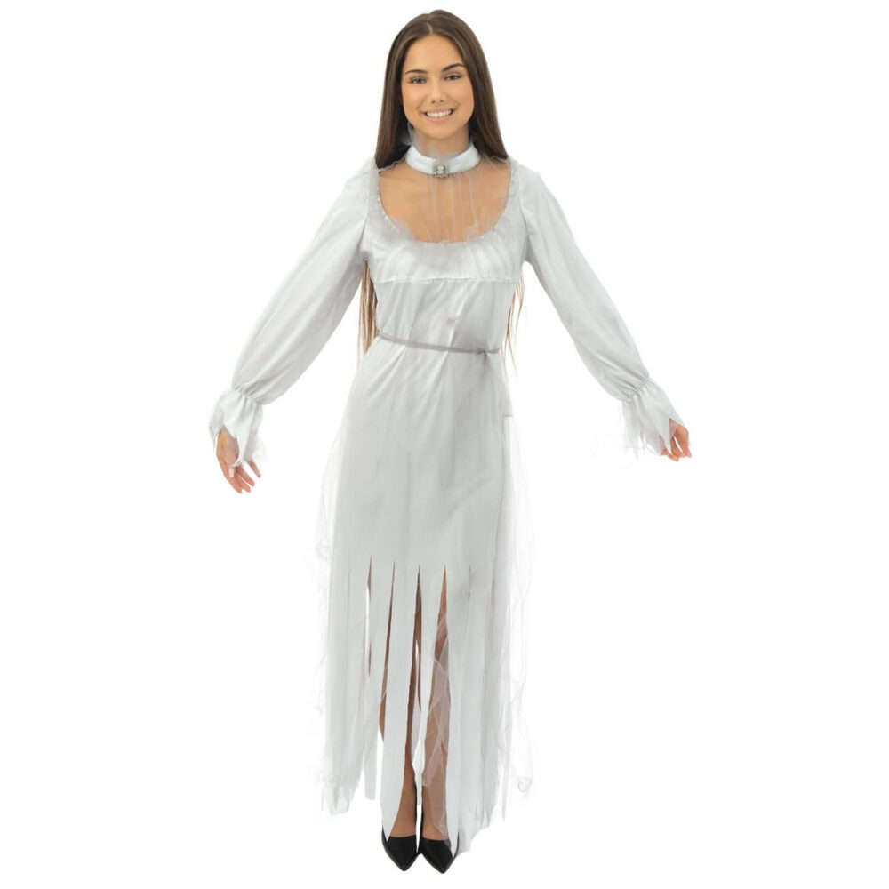 COSTUME DAME BLANCHE BLANC, GRIS (S/M)