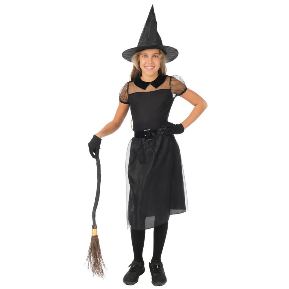 COSTUME SORCIÈRE NOIRE COURTE (7/9 ANS)