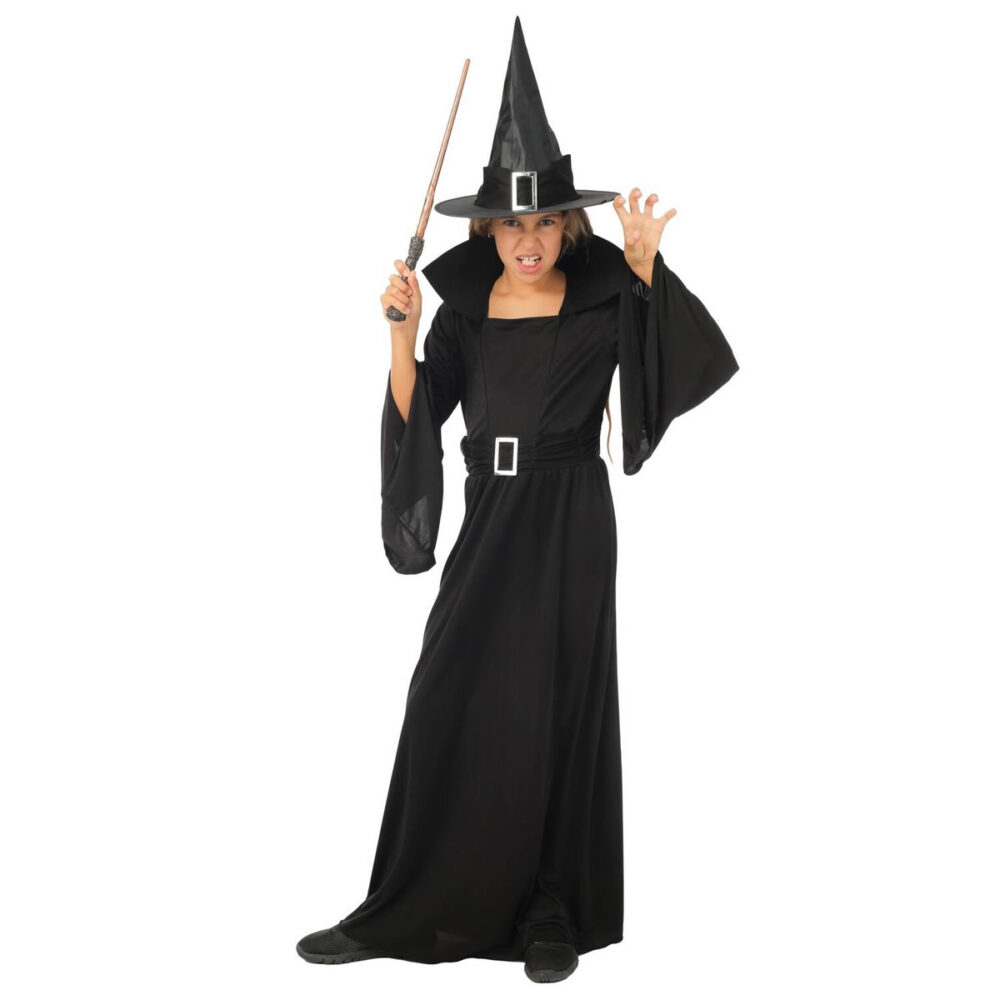 COSTUME SORCIÈRE NOIRE LONGUE (7/9 ANS)