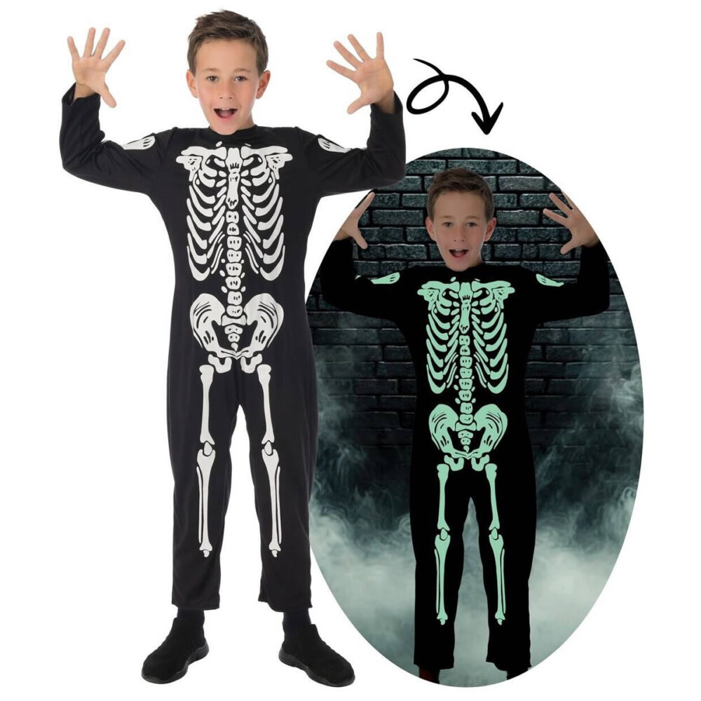 COSTUME SQUELETTE PHOSPHORESCENT (5/6 ANS)