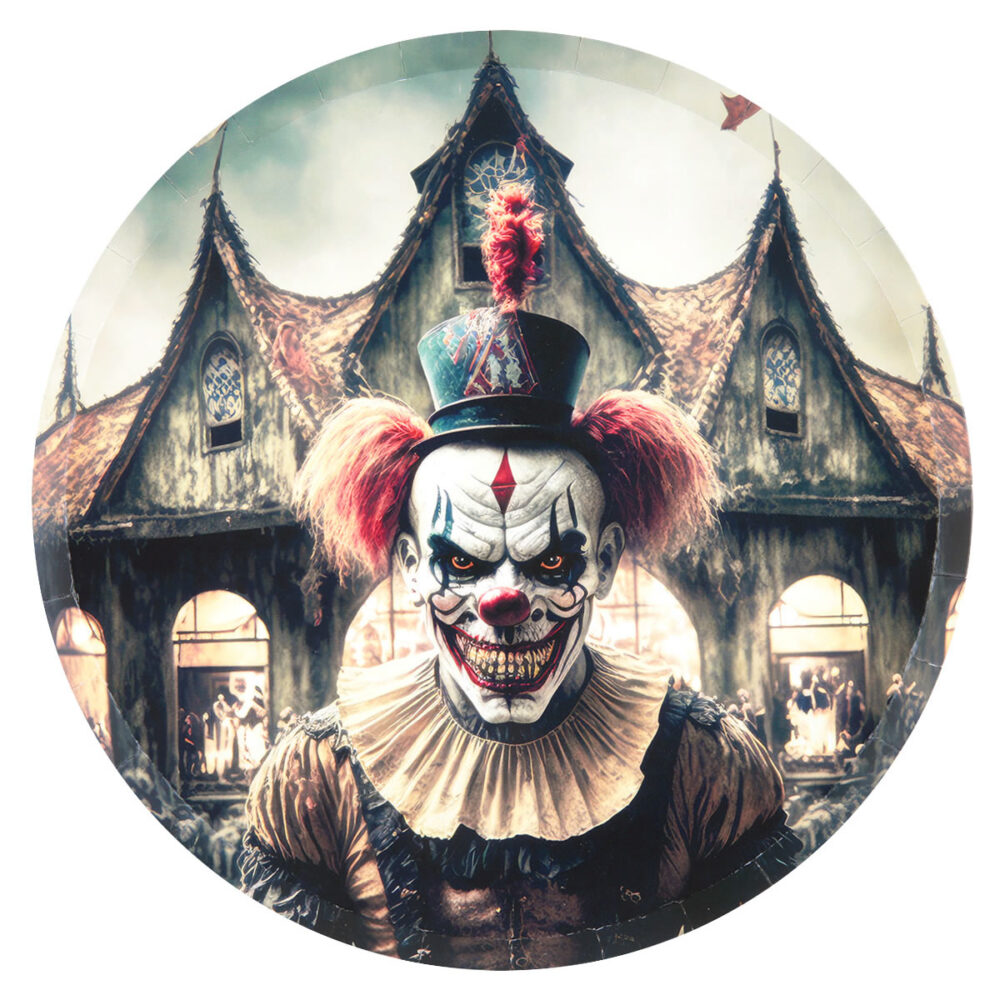 ASSIETTES CLOWN TUEUR CARTON X10 (22,5CM)