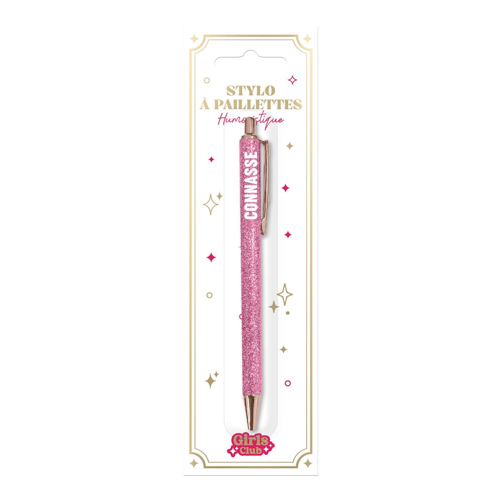 STYLO CONNASSE PAILLETTES ROSES