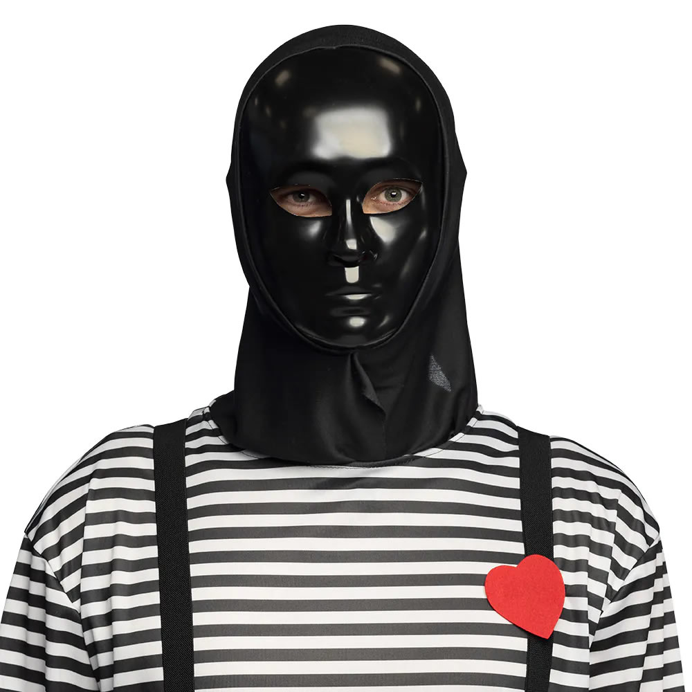 MASQUE VISAGE MIME NOIR À CAPUCHE