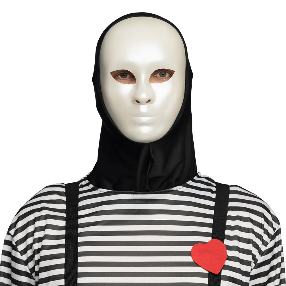 MASQUE VISAGE MIME BLANC À CAPUCHE