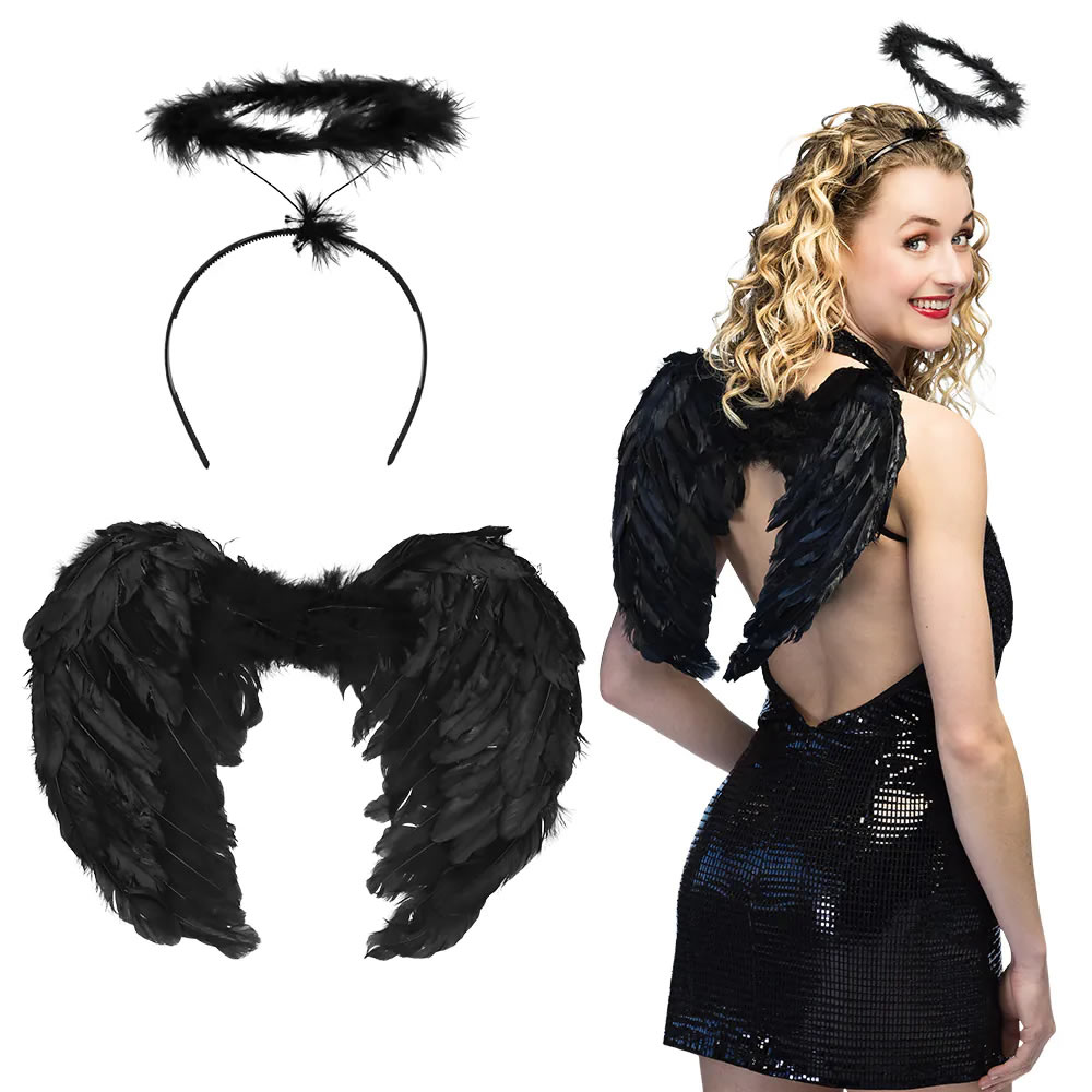 KIT ANGE NOIR (TIARE AURÉOLE ET AILES)