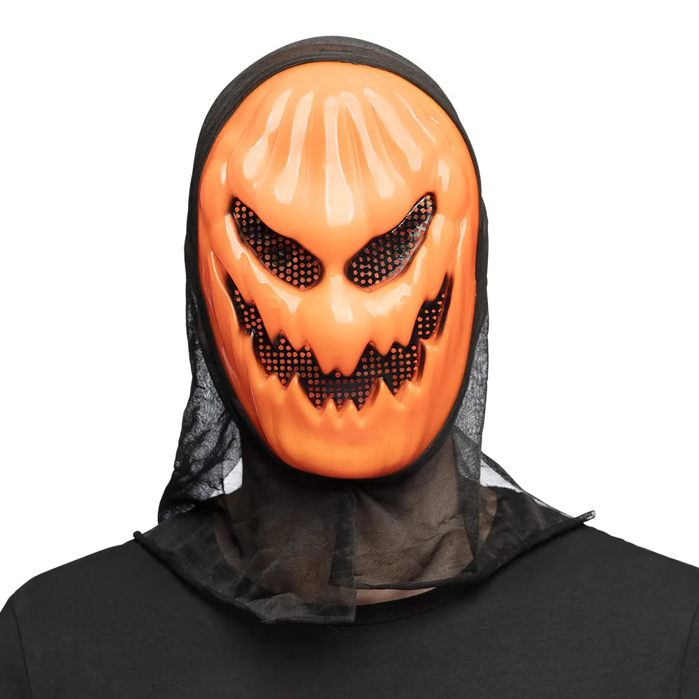 MASQUE VISAGE CITROUILLE AVEC CAPUCHON