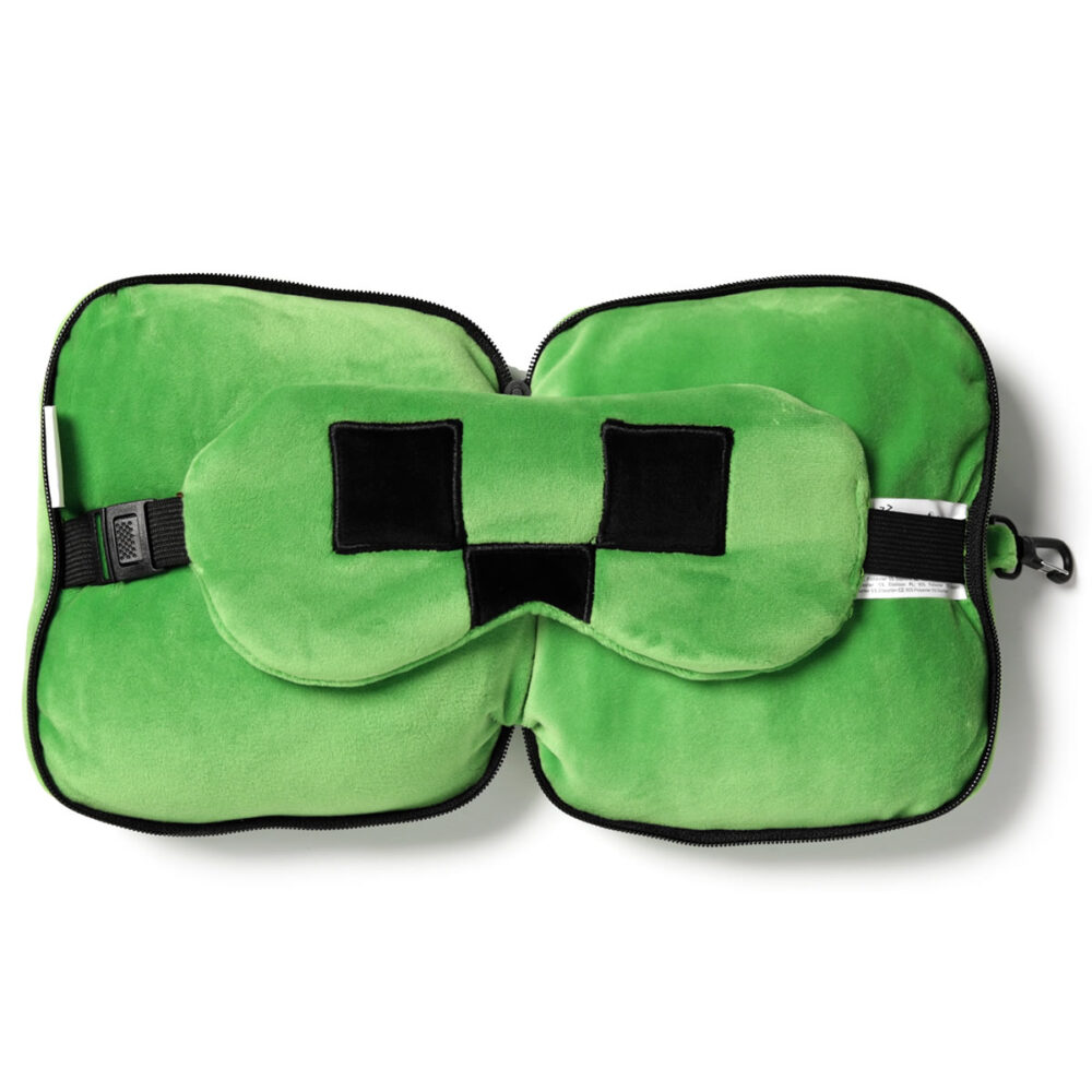 Oreiller De Voyage Minecraft Enderman – Avec Masque Pour Les Yeux, Peluche, Vert, Neuf