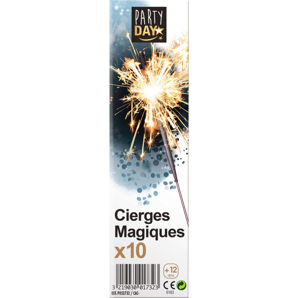 10 CIERGES MAGIQUES GRIS